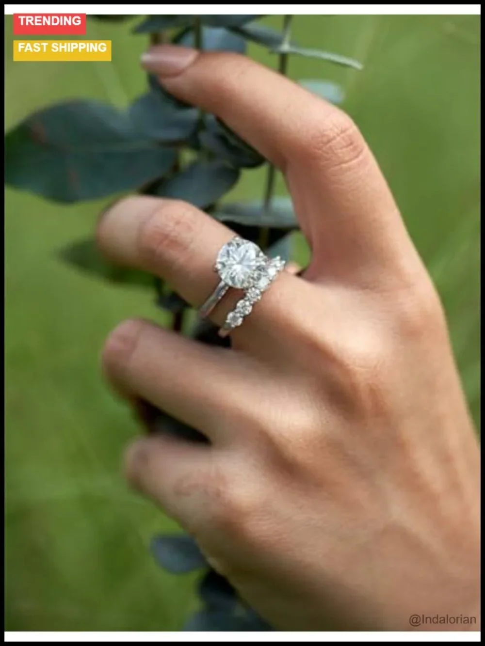 Solitaire Moissanite Engagement Ring 925 Sterling Silver 18K White Gold Plated